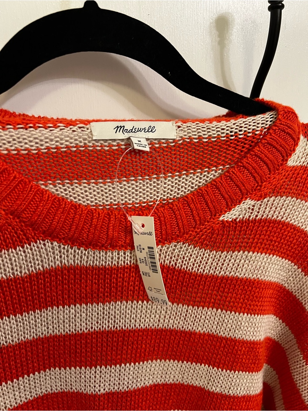 NWT Madewell Red and Cream Striped Women’s Sweater M - Picture 2 of 6